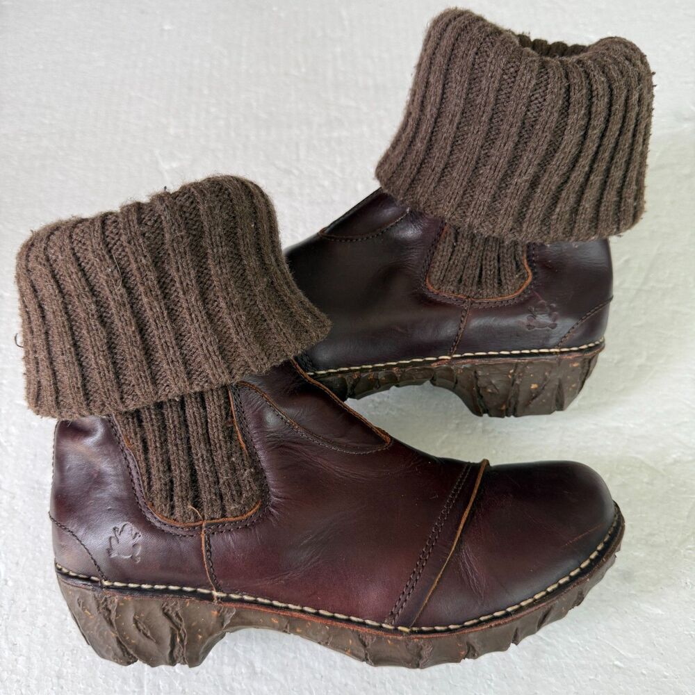 Size 6 - EUC El Naturalista Yggdrasil Red Leather Fold Over Sock Boots